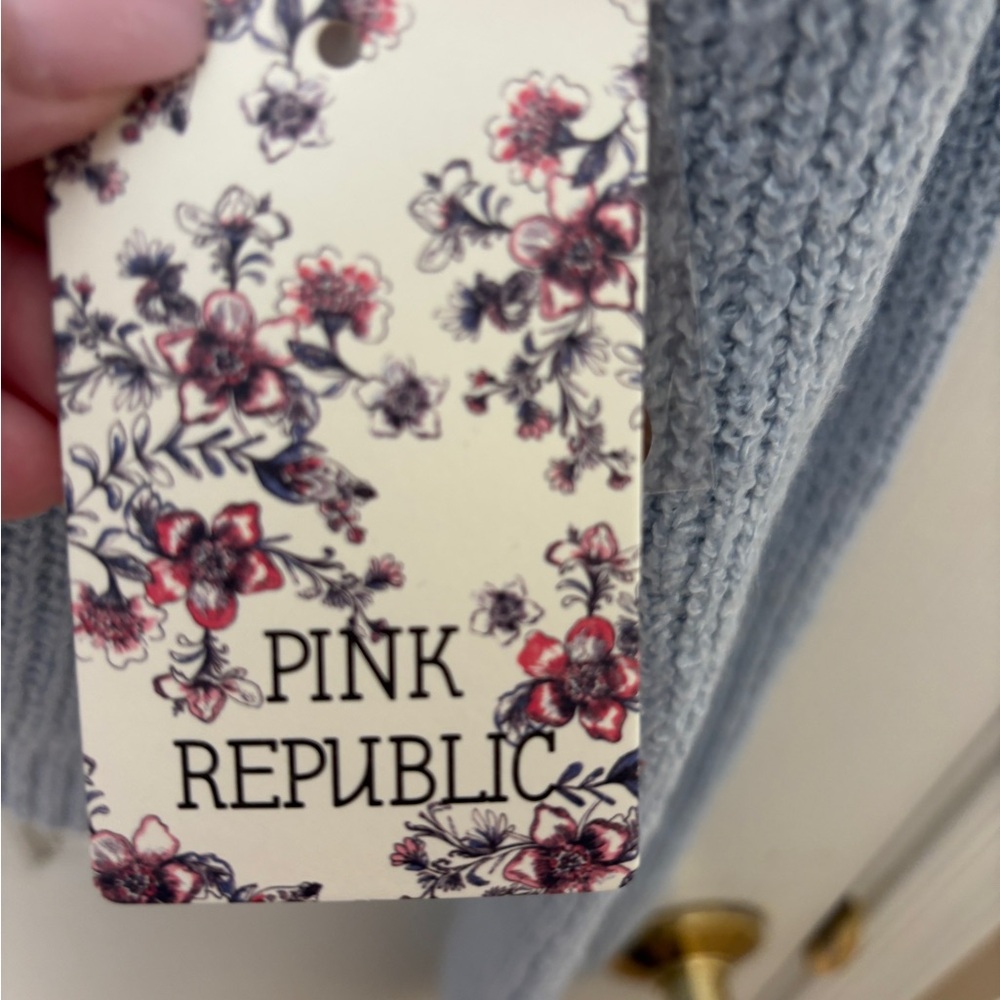 Pink Republic Cozy Light Blue Button-Front Women's Sweater Cardigan NEW Large - Picture 9 of 11